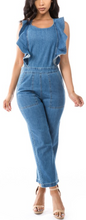 Load image into Gallery viewer, Denim Front Ruffled Jumpsuit

