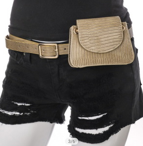 Faux Leather Animal Texture Belt Bag